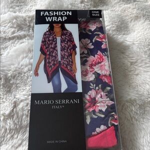 Mario Serrani Navy and Pink Floral Wrap